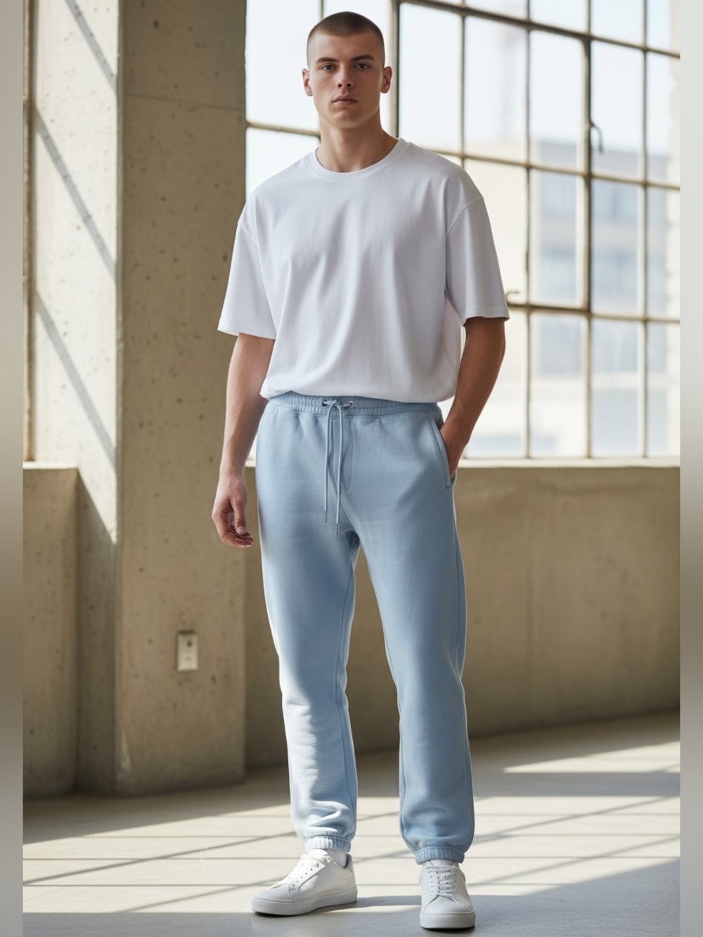 NWT Abercrombie & Fitch Garment Dyed Blue Cinched Sweatpants Joggers Medium